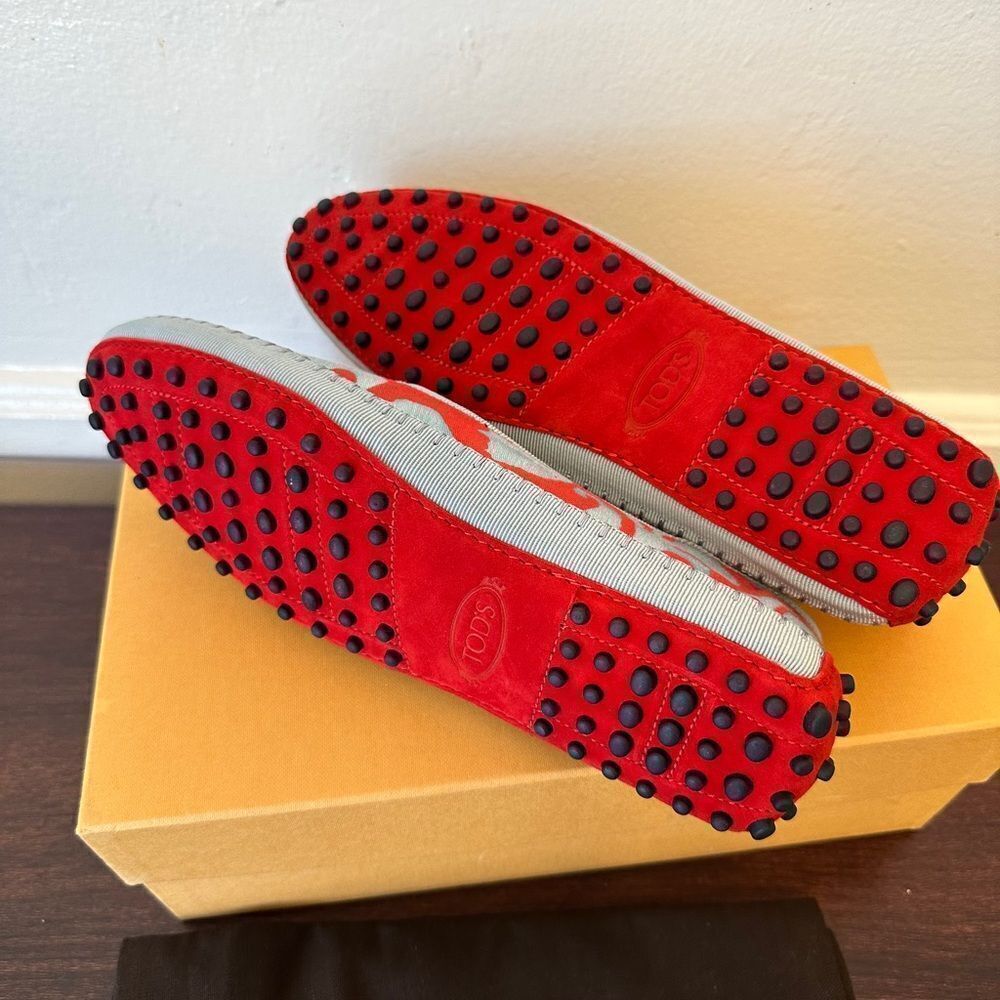 TOD’S Stylish Red and Gray Women's Pantofola loafers size 7 new - Picture 11 of 15